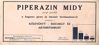 Piperazin Midy. Reklám-itatóspapír, Medichemia