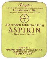 Aspirin. Faltkarton, Bayer/Magyar Pharma Gyógyárú R. T.