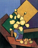 Koszta Rozália (Gyula, 1925 – Gyula, 1993): Virágcsendélet gyümölcsökkel