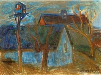 Mersits Piroska (Vése, 1926 – Budapest, 1988): Ház madáretetővel