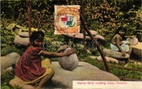 Native girls mealing corn, Panama; folklore