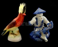 Öreg halász(porcelán) és búbos banka(kerámia), 2 db figura, kézzel festettek, hibátlanok, m: 12 és 13 cm