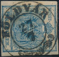1850 9kr HP III. teljes / szép szélekkel, eredeti gumirészek / with original gum parts 'FÖLDVÁR'