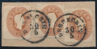 1861 3 x 10kr 'DEBRECZIN' (kisebb hibákkal, beszakadás, hajtásnyom / folded, teraed)