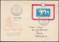 1951 LUNABA bélyegkiállítás blokk levélen /LUNABA stamp exposition block on cover
