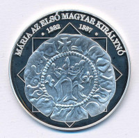 DN 'A magyar nemzet pénzérméi - Mária az első magyar királynő 1382-1387' Ag emlékérem tanúsítvánnyal (10,37g/0.999/35mm) T:PP