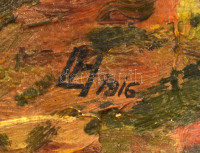 LA 1916 jelzéssel: Vízparti fák. Olaj, vászon. 54,5×78 cm