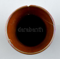 Zsolnay ökörvér mázas, repesztett mázas porcelán váza, jelzett, sérült, m: 18,5 cm