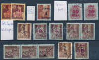 1945-1946 61 db inflációs bélyeg klf nyomási eltérésekkel, eltolódásokkal, elfogazásokkal, 3 db stecklapon