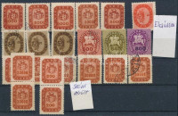 1945-1946 61 db inflációs bélyeg klf nyomási eltérésekkel, eltolódásokkal, elfogazásokkal, 3 db stecklapon
