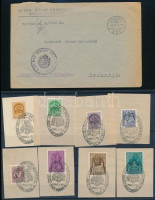1940 Levél Margittára, 'M. KIR. BIHAR VÁRMEGYEI KATONAI PARANCSNOK' +1942 Templom sor 8 db értéke kivágásokon, Szent László napi hét- Nagyvárad alkalmi bélyegzéssel