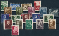 1942 Kis összeállítás az évfolyam kiadásaiból, a blokkok nélkül és a Királyok sor 20 f bélyeg hiányával (4.350)