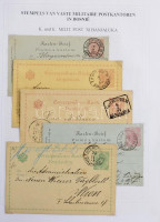 BOSZNIA HERCEGOVINA díjjegyes gyűjtemény 2 albumban, benne díjkiegészítések, bélyegzések, néhány képeslap. Nagyon tartalmas anyag, 190 db. / Original collection of 190 PS covers, cards, parcel cards etc. including additional frankings,