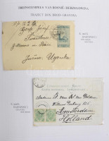 BOSZNIA HERCEGOVINA díjjegyes gyűjtemény 2 albumban, benne díjkiegészítések, bélyegzések, néhány képeslap. Nagyon tartalmas anyag, 190 db. / Original collection of 190 PS covers, cards, parcel cards etc. including additional frankings,