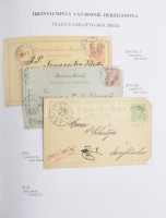 BOSZNIA HERCEGOVINA díjjegyes gyűjtemény 2 albumban, benne díjkiegészítések, bélyegzések, néhány képeslap. Nagyon tartalmas anyag, 190 db. / Original collection of 190 PS covers, cards, parcel cards etc. including additional frankings,