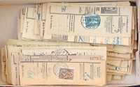 Kb 200 db 1945 előtti csomagszállító szelvény vegyes bérmentesítésekkel, dobozban