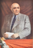 Ék Sándor munkái - 44 darabos kommunista propaganda mappa, Bp., 1951, Művészeti Alkotások Vállalat, 14 p.+44 t. Kiadói szakadozott, eredeti borítóban és tokkal, kissé viseletes, a képek jó állapotban, kísérő füzettel.
