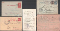 1906-1943 5 db különféle levelezőlap, közte tábori, díjjegyes, jugoszláv, stb.