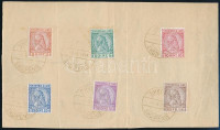 1913 Mi 29-34 papírlapon arany színű 'SHKODER' alkalmi bélyegzéssel (50 példány készült) / with gold special cancellation (50 pcs made) (Mi EUR 1.000.-)
