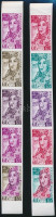 1974 100 éves az UPU 10 különféle színpróba 2 db ötöscsíkban,100th anniversary of UPU 10 diff. colour proof 2 stripe of 5Mi 186