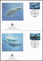 1996 WWF: Hosszúszárnyú bálna sor Mi 1400-1403 4 db FDC-n