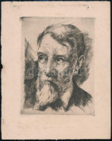 Udvary Pál (1900-1987): Papp Sándor festőművész portréja. Rézkarc, papír, jelzés nélkül. Lap alján és szélén apró foltokkal. 17,5x13,5 cm.