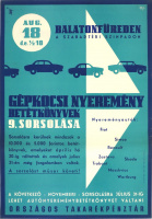 Gépkocsi nyeremény betétkönyvek 9. sorsolása Balatonfüreden a Szabadtéri színpadon - Grafikus: Macskássy János