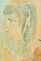Szabó jelzéssel: Virágcsendélet női portréval. Olaj, farost, 73x61 cm