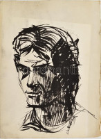 Csavlek András (1942-): Tanulmányrajz (1959). Akvarell, papír, jelzett, 38,5×28 cm