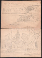 Rausch jelzéssel: Népsziget, Margit sziget, Kálvária, Zugliget 1961. Ceruza, papír, 15×23 cm, összesen: 4 db