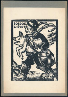 B. Koppány György: Boldog Újévet. Klisé, papír, jelzett, 10x8 cm