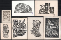 7 db ex libris grafika, klf alkotóktól, klf technikákkal