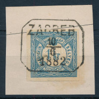 1868 Hírlapilletékbélyeg 1kr kivágáson, Gudlinban nem szereplő luxus 'ZAGREB' bélyegzéssel