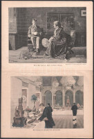 cca 1890-1900 23 db rotációs fametszet német ny. folyóiratokból, többek közt Margitay Tihamér: Eine delikate Frage, 17×24 cm körüli méretekben, néhány kevés kissé foltos, részben lapszéli sérülésekkel sérült