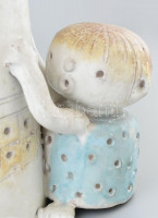 Kovács Éva (1938-): Anya gyermekével. Mázas kerámia. Jelzett. minimális csorbákkal. m: 40 cm