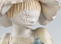 Kovács Éva (1938-): Tulipános lány. Mázas kerámia. Jelzett. minimális csorbákkal. m: 22 cm