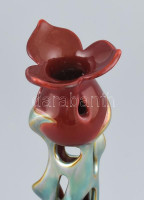 Zsolnay modern tulipán váza, eozin mázas, jelzett, kis kopásnyomokkal, mázrepedésekkel, m: 20 cm