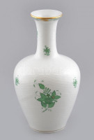 Herendi nagy méretű zöld Apponyi mintás, háncs nyomott váza, hibátlan, jelzett. m: 28cm