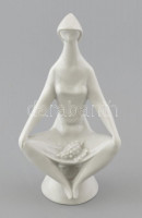 Zsolnay Török János terv: Szőlős nő. Fehér máza porcelán, jelzett, hibátlan, m: 21 cm