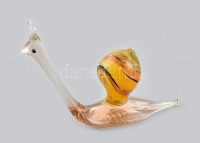 Muránói csiga figura, jelzés nélkül, hibátlan, m: 7 cm