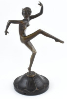 Bakonyi Sándor (1892-1937): Art deco táncos. Bronz fa alapon 32 cm jelzett