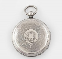 Ezüst (Ag) tokos zsebóra, 1880 körül, mechanikus szerkezettel, kulccsal, nem működik, jelzett. D: 45mm