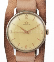 Marvin karóra, bőr szíjjal,karcokkal, kopásokkal, működik, d: 32 mm