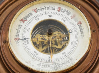 Antik német Veranderlich Schon S. Trocken kerek barométer, kopott, d: 20 cm
