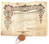 1899 Bp., Épitészi diploma Leimdörfer Zsigmond részére, függőpecséttel
