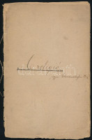 cca 1890-1910 A religió, kézzel írt középiskolai / egyetemi jegyzet, kb. 15 beírt oldal, sérült papírkötésben