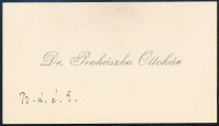 cca 1910 Prohászka Ottokár (1858-1927) püspök autográf BÚÉK felirata névjegykártyáján