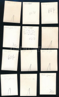 cca 1955 Kinszki Imréné és Kinszki Judit felvételei egymásról és a barátokról, minden kép datálva, 12 db vintage fotó, 5,8x4,6 cm