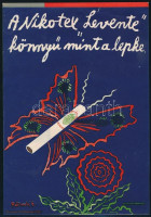 Nikotex reklám tétel, 2 db: 1 db kitöltetlen Nikotex árjegyzék, Bp., Hamburger és Birkholz-ny., valamint 1db kisplakát: A Nikotex 'Levente' könnyű, mint a lepke, jelzett a nyomaton, Bp., Athenaeum, 24x17 cm