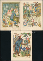 cca 1930-1940 Ruth Koser-Michaëls (1896-1968): A farkas és a hét kis gida 1-3. Bp., Indanthren,(Klösz-ny.), Indanthren reklám kiadvány, 3 t.